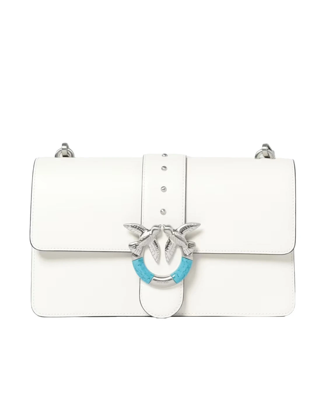 Medium Leather Crossbody Bag with Turquoise-Accent Bird Buckle