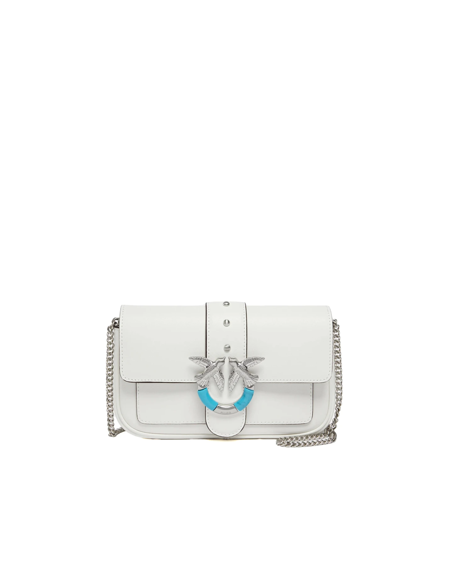 Small Leather Crossbody Bag with Turquoise-Accent Bird Buckle