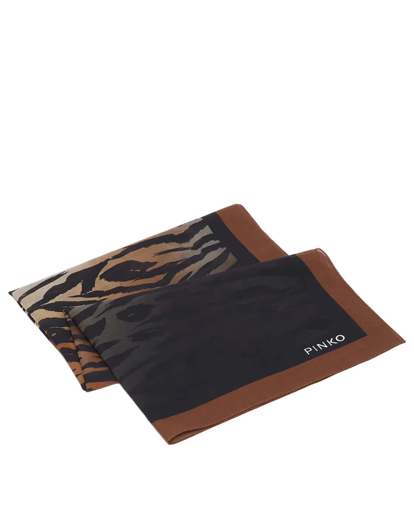 Brown and Black Tiger Print Scarf with Contrast Border