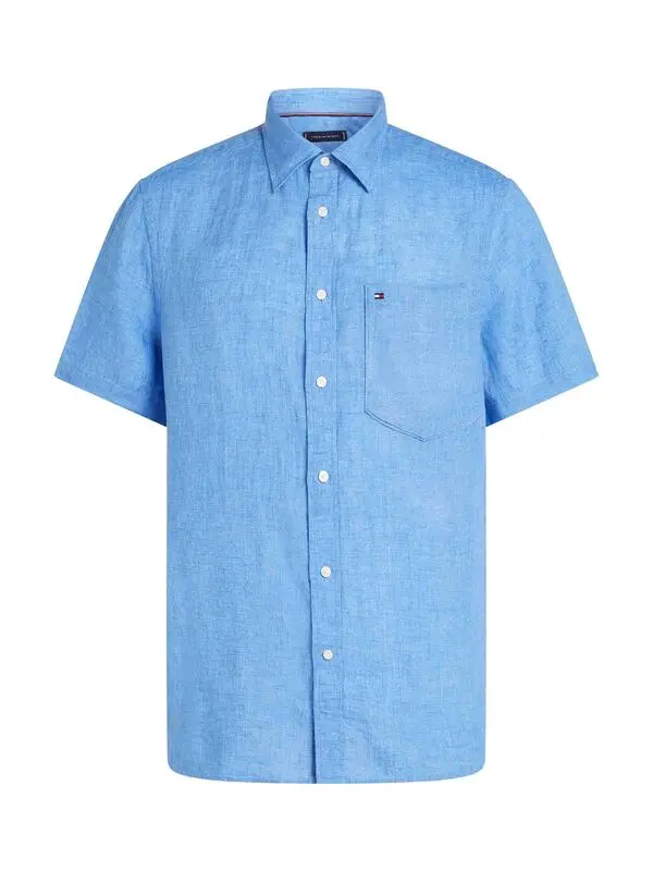  Regular Fit Pigment Dye Linen Short Sleeve Shirt