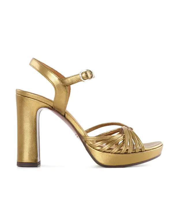 Metallic Leather Platform Sandals