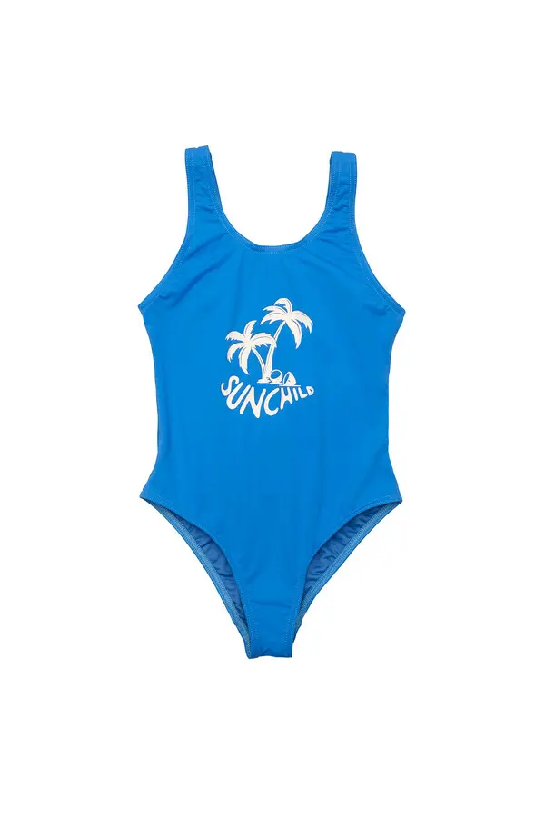 One-Piece Swimsuit with Palm Tree Graphic