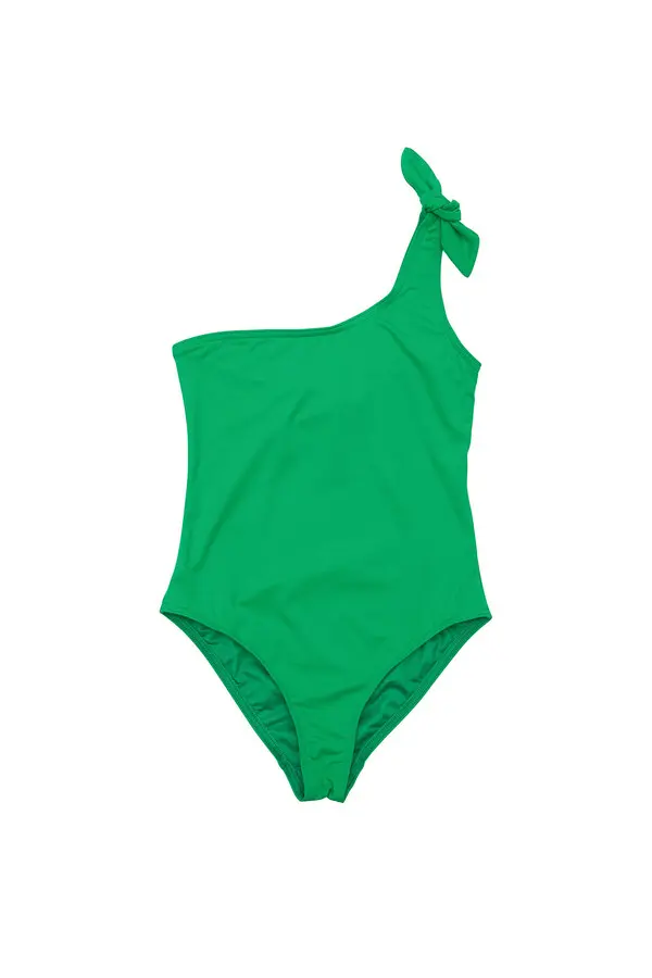 One-Shoulder One-Piece Swimsuit with Tie Detail