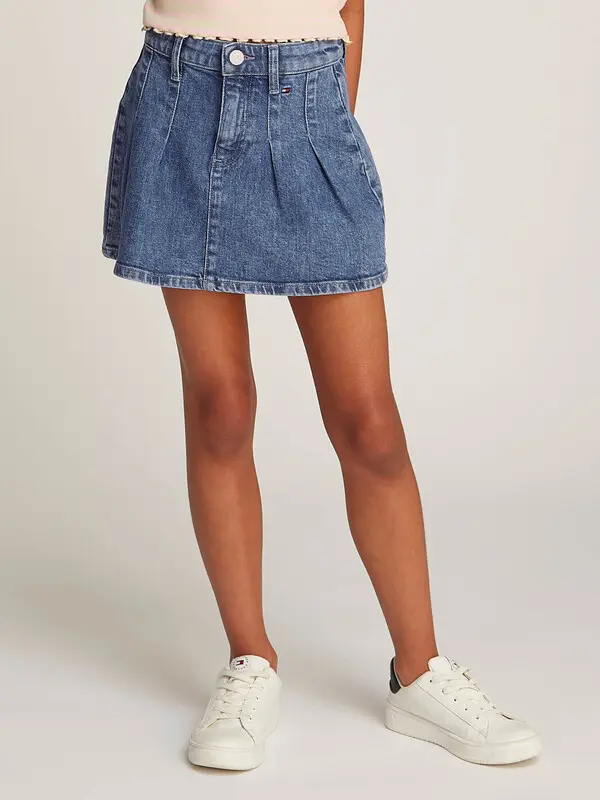 Denim Pleated Skirt