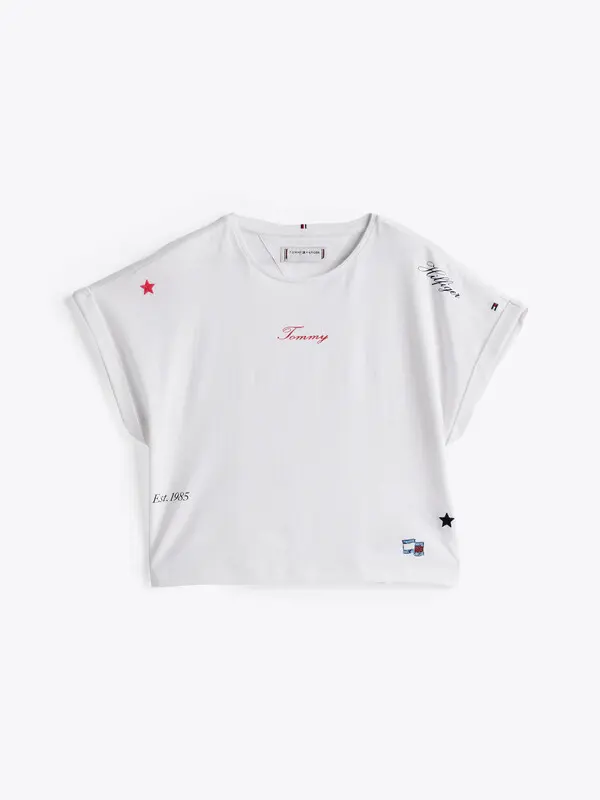 Star Embroidered Short Sleeve Knit Top 