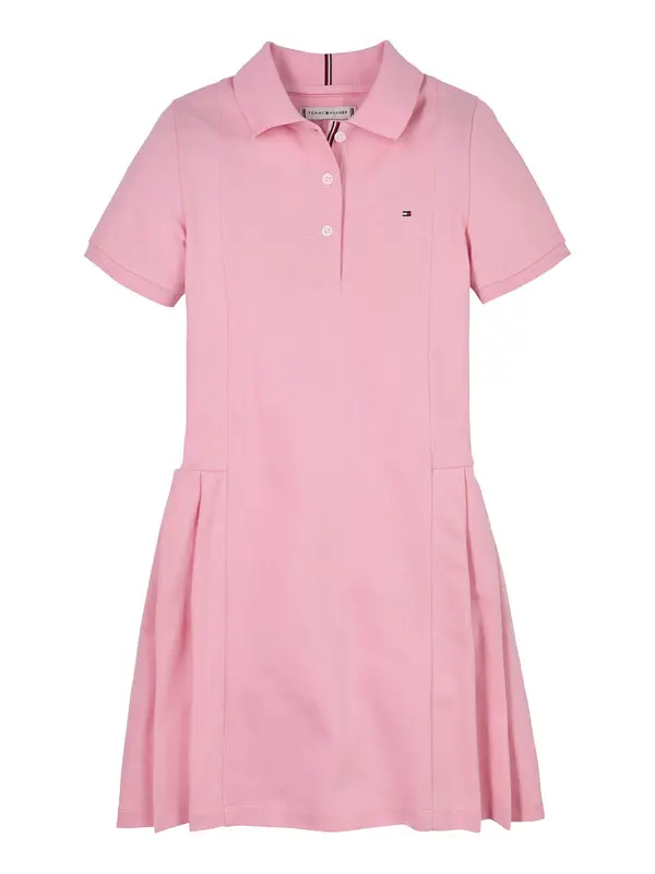 Pleated Short Sleeve Polo Dress