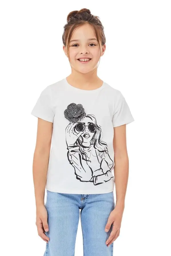 Cotton Short Sleeve T-shirt with Print