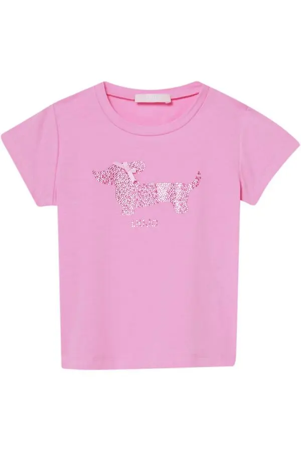 Cotton T-shirt with Rhinestones