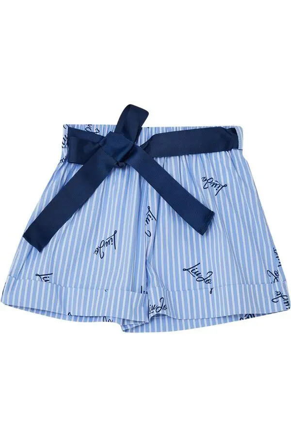 Striped Shorts with Bow Belt