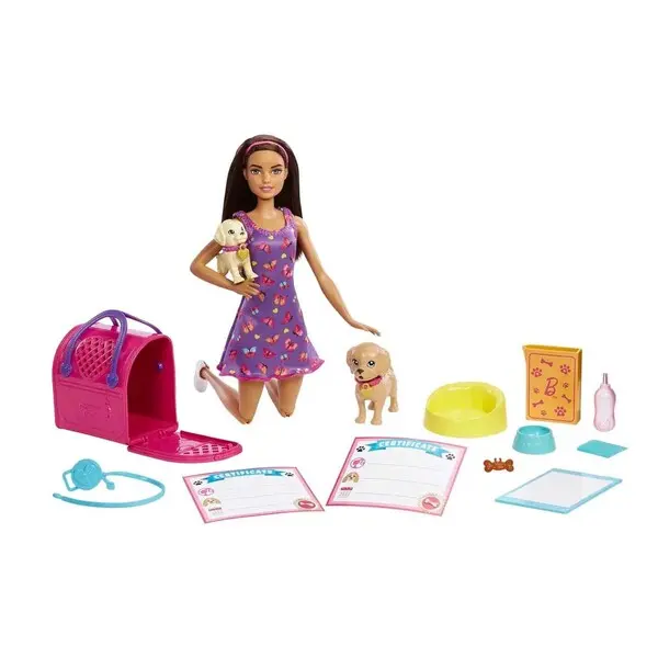 Barbie Pup Adoption Doll & Accessories Set with Color-Change