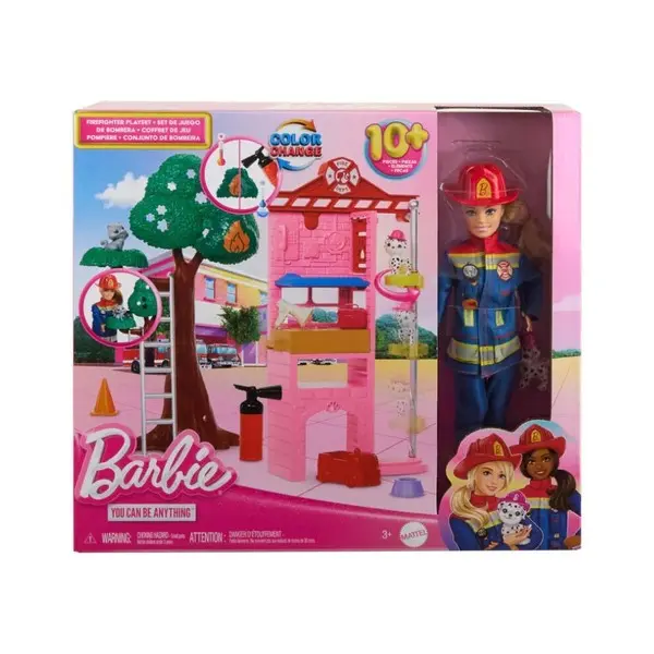 Barbie Careers Firefighter Doll & Playset with Fire Station & Tree