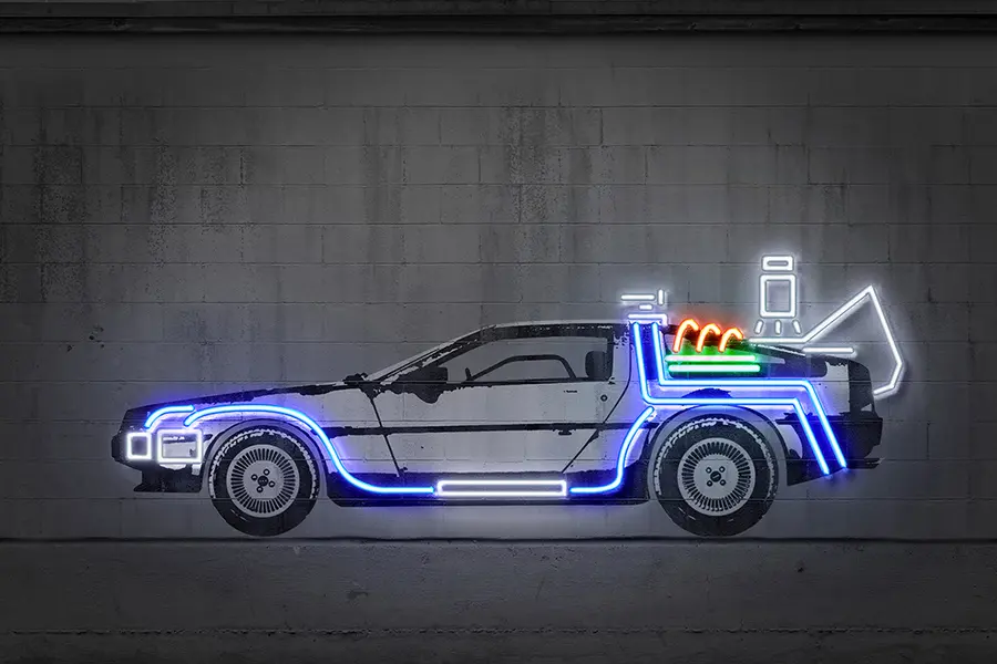  NEON ART - DeLorean poster