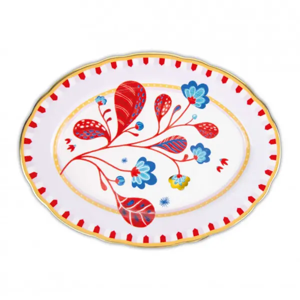  Oval Plate Leaves 34 x 25 cm