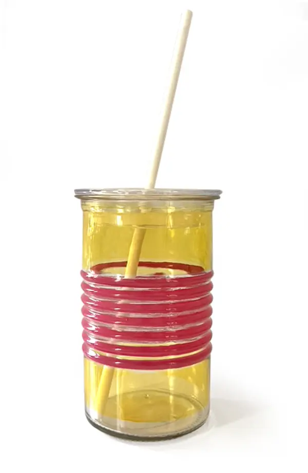  Barrel Glasses 440cc with Lid and Straw 