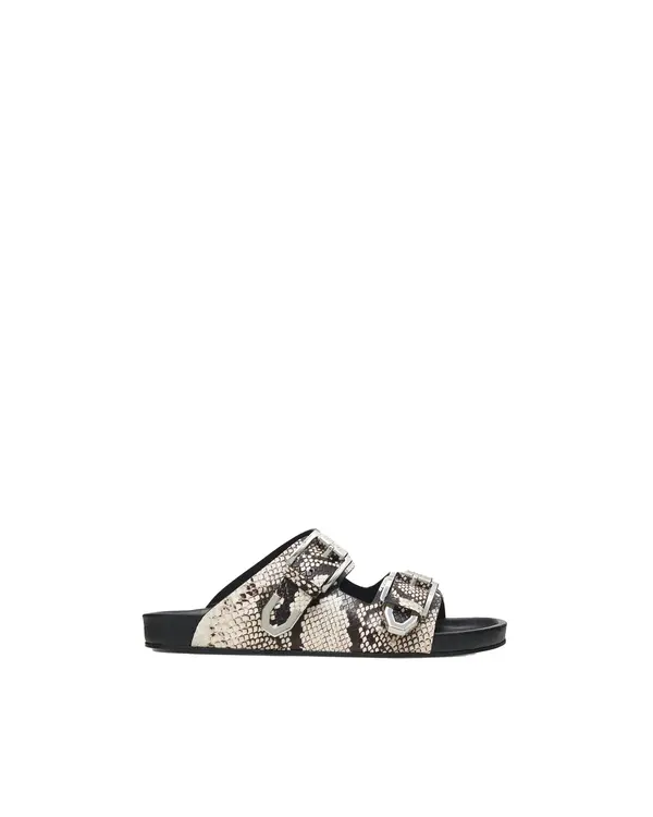 Flat Snakeskin Slides