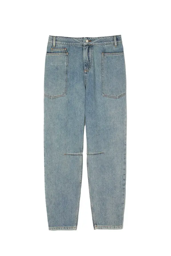 Relaxed Fit Denim Jeans with Knee Seams