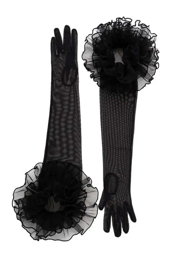 K/Singnature Long Ruffled Gloves