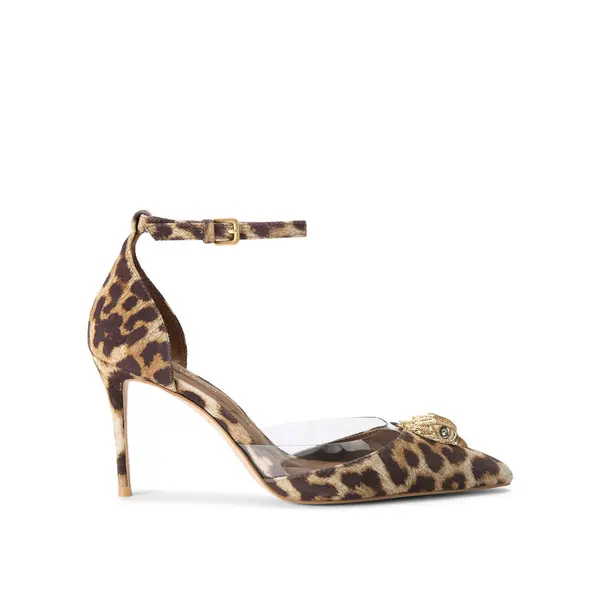  Leopard Print Ankle Strap Pumps