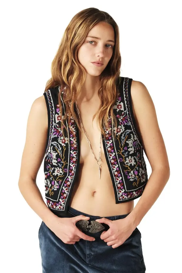 Floral Embroidered Vest