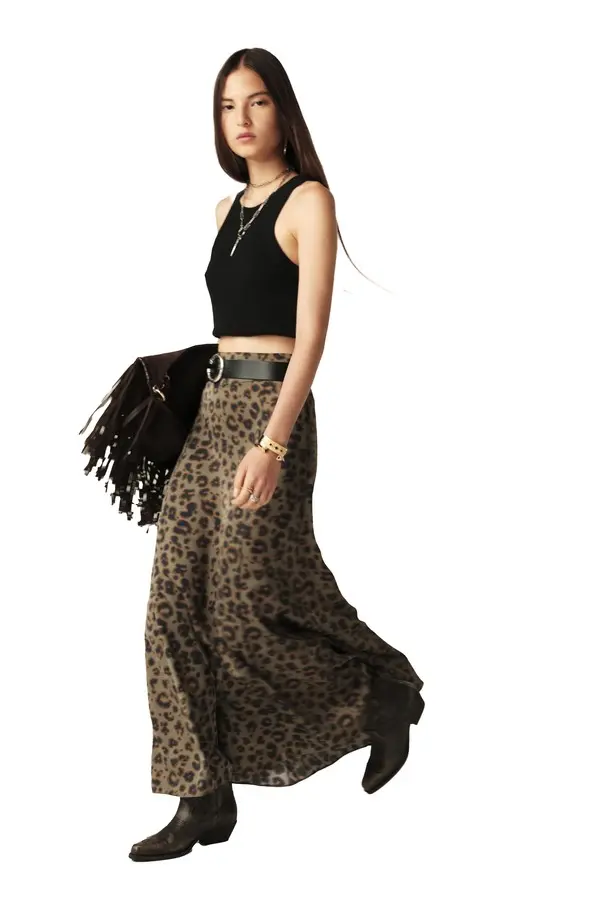 Blaire Leopard Print Long Skirt