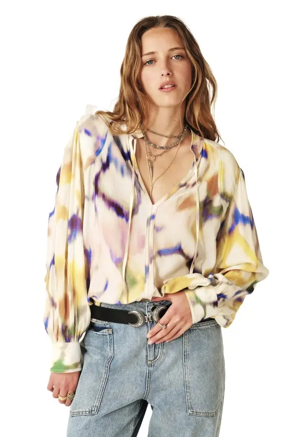 Foka Watercolor Print Blouse