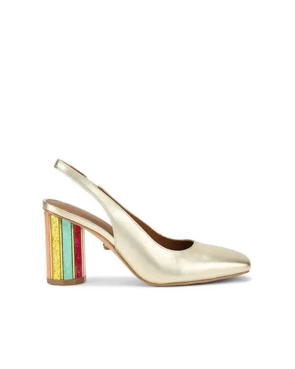  Rainbow Block Heel Slingback Pumps