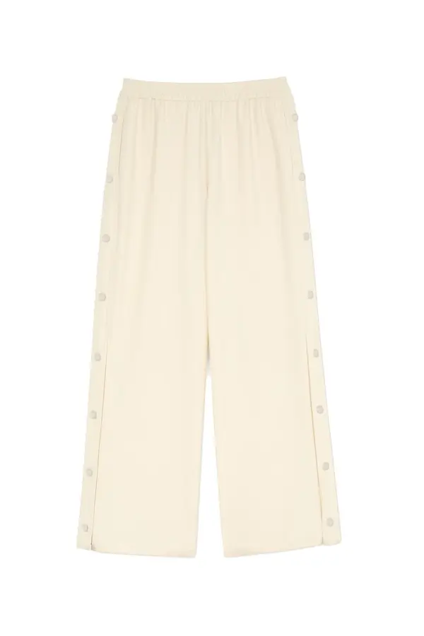 Button Detail Wide-Leg Trousers