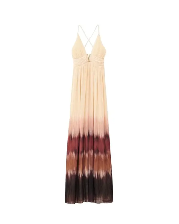 Tie-Dye Pleated Maxi Dress
