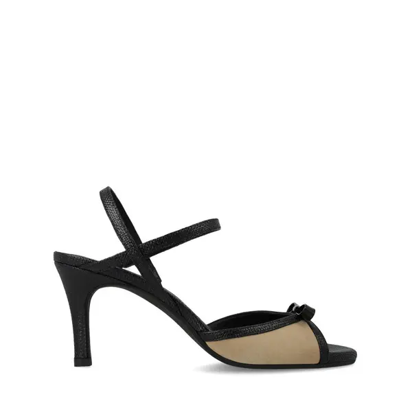 Two-Tone Slingback Sandals with Bow Detail