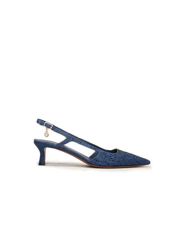 Denim Strass Slingback Pump