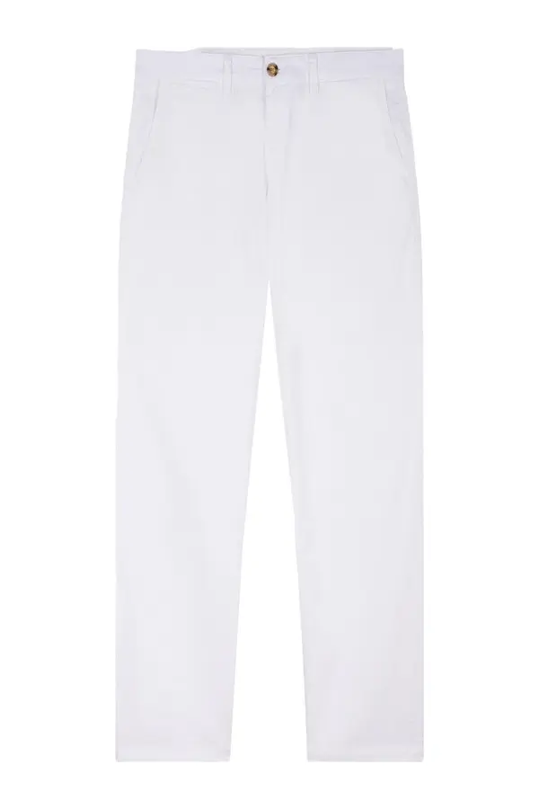 Straight-cut stretch cotton pleat-free chinos