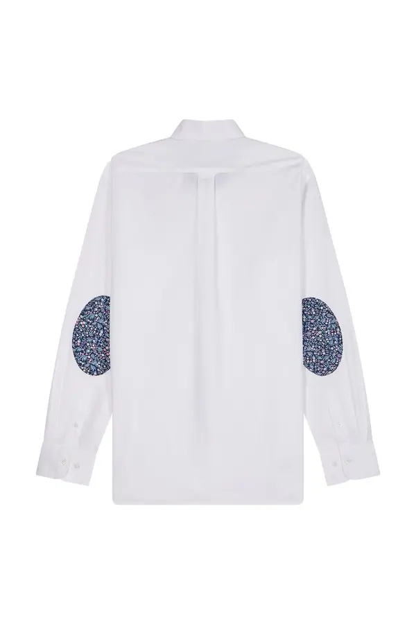 Straight-fit cotton shirt with elbow patch