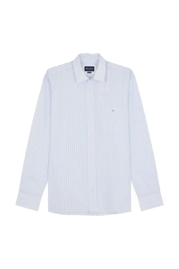 Straight-fit striped cotton shirt