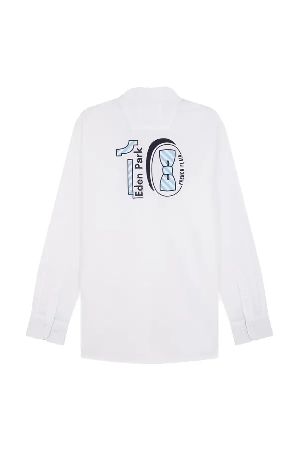 Straight-fit pinpoint cotton shirt with 10 embroidery