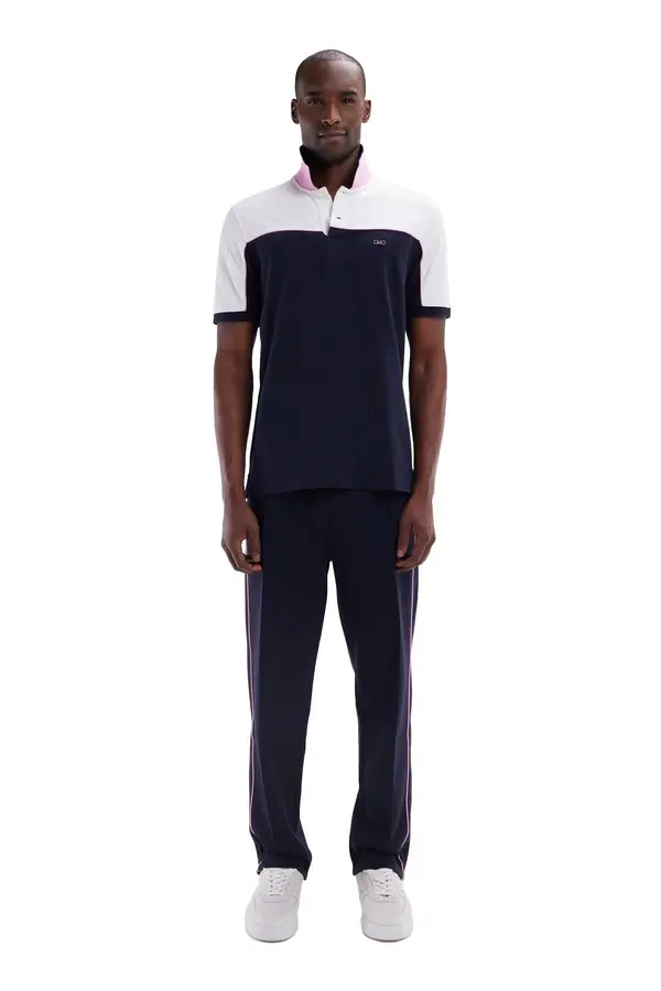Straight-cut cotton interlock jogging pants