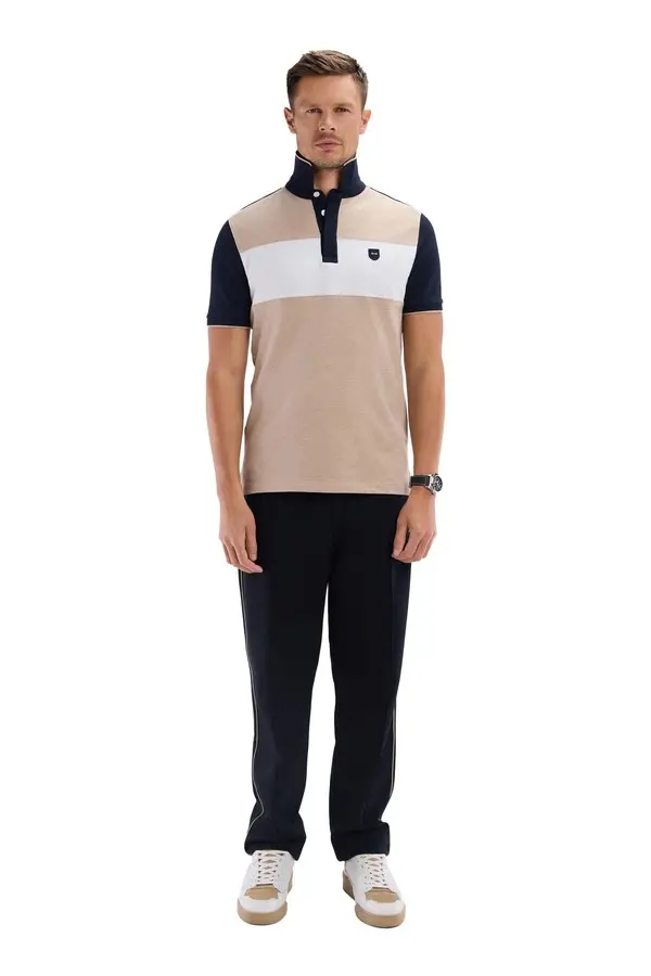 Straight-cut cotton interlock jogging pants