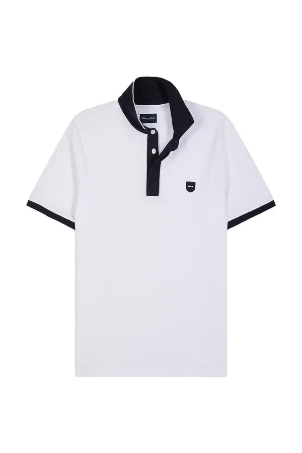 Slim-fit plain short-sleeved polo shirt 