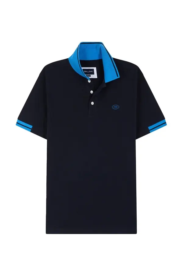 Relaxed-fit short-sleeved polo shirt with colorful accents