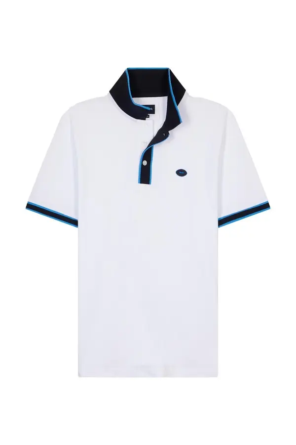 Relaxed-fit short-sleeved polo shirt with colorful stripes