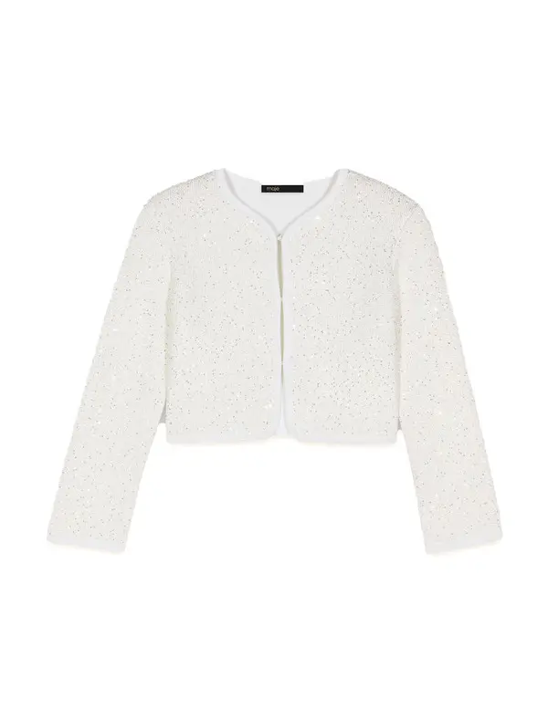 Cropped Cardigan with Rhinstones