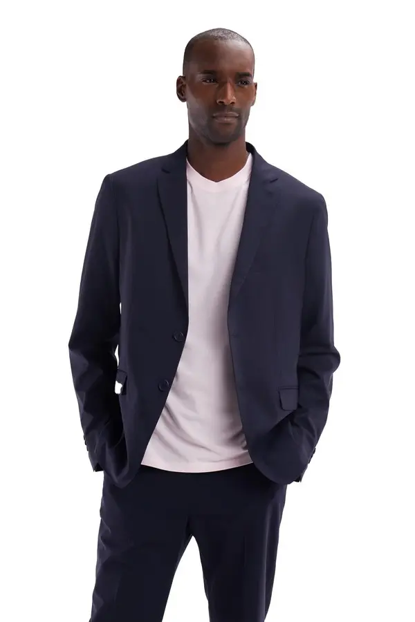2-button jacket in stretch wool blend