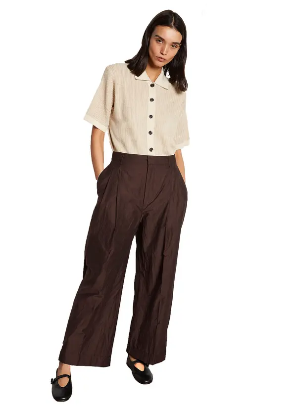 Crinkled Wide-leg Trousers