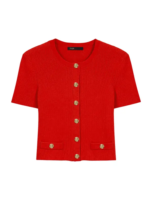Cropped Cardigan with Gold Buttons