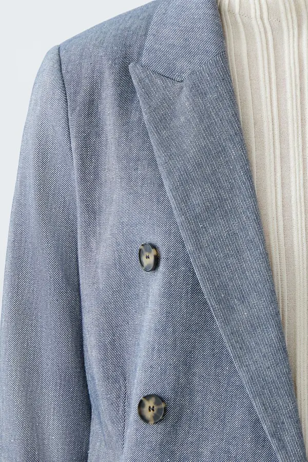 Textured Denim Look Blazer