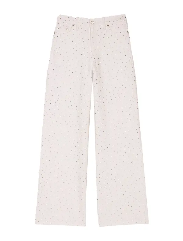 Wide-leg Rhinestone Jeans