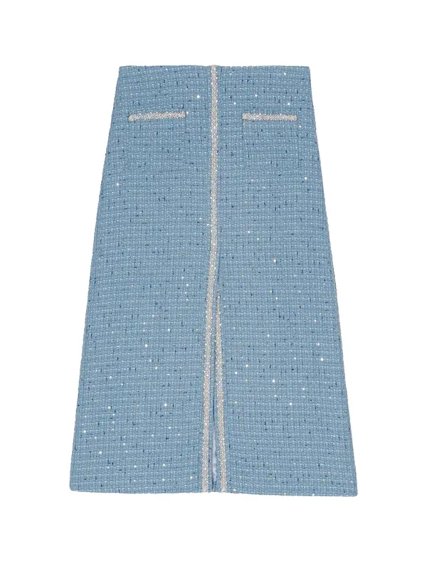 Sequin Tweed Midi Skirt