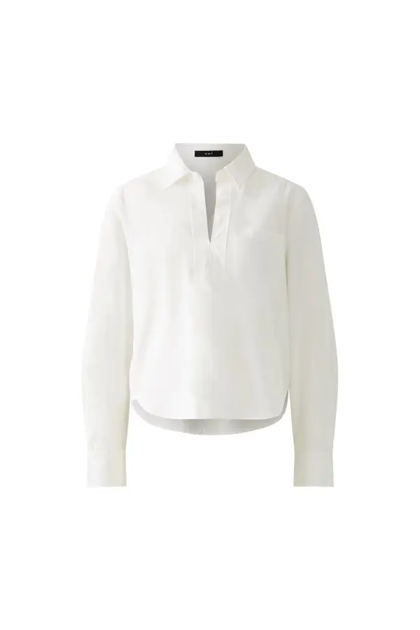 V-Neck Cotton Collar Blouse 