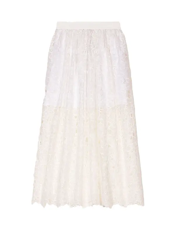 Floral Guipure Mxi Skirt