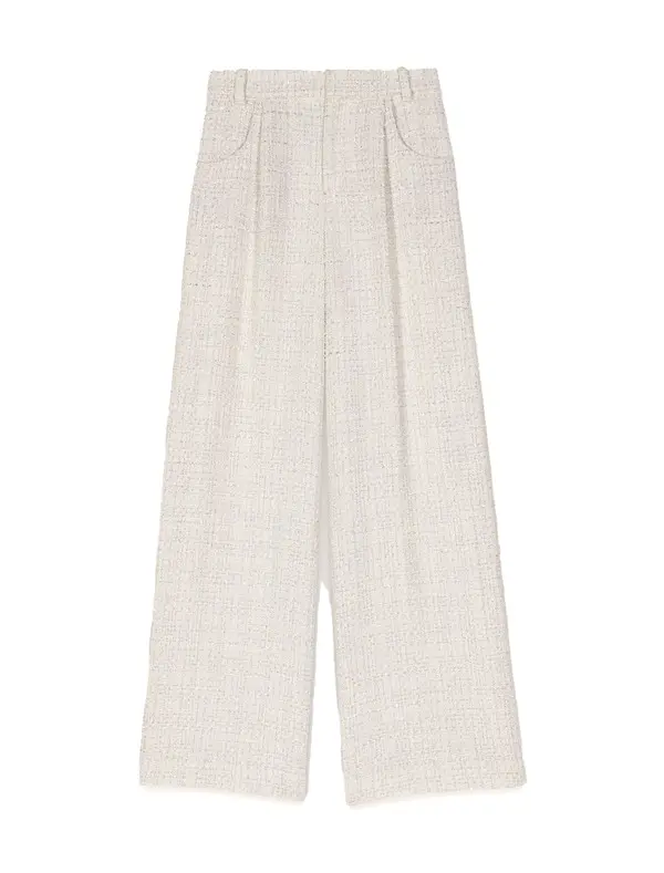 Wide-leg Tweed Trousers