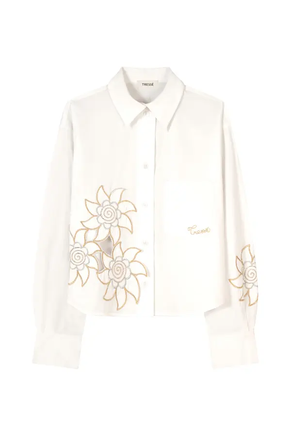 Short Shirt with Gold Embroidery